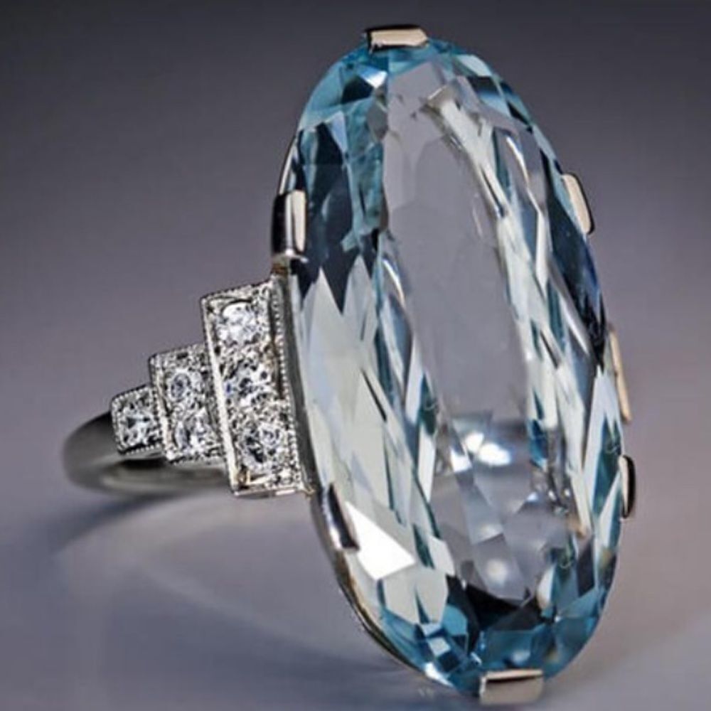 Simulated Blue Topaz & Sterling Silver Ring - Picture 6 of 11